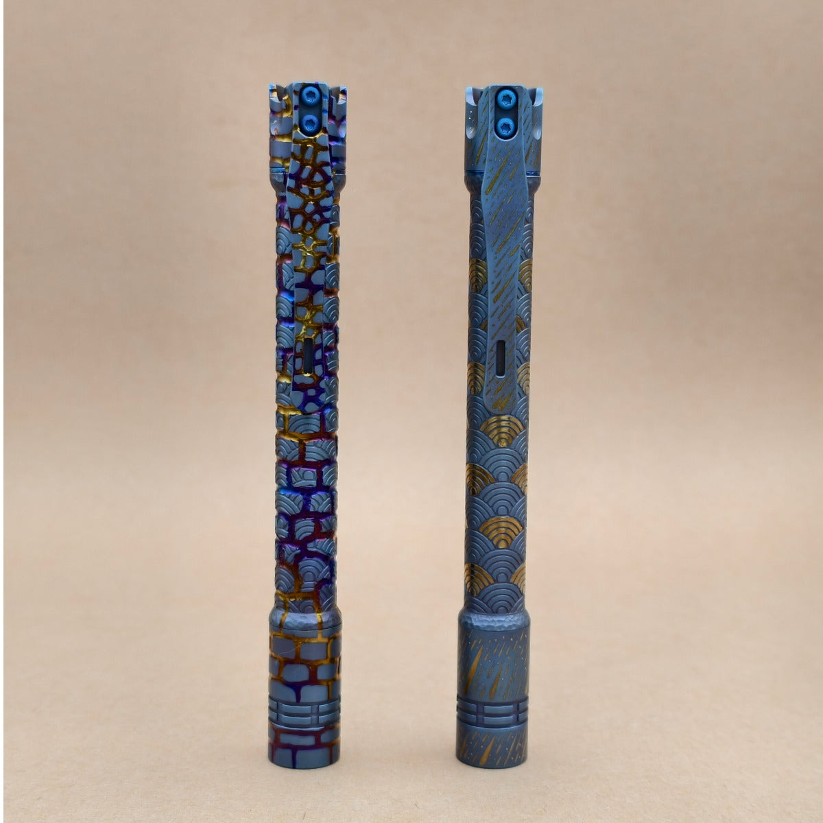 Penlight- - hand carved n heat anodized