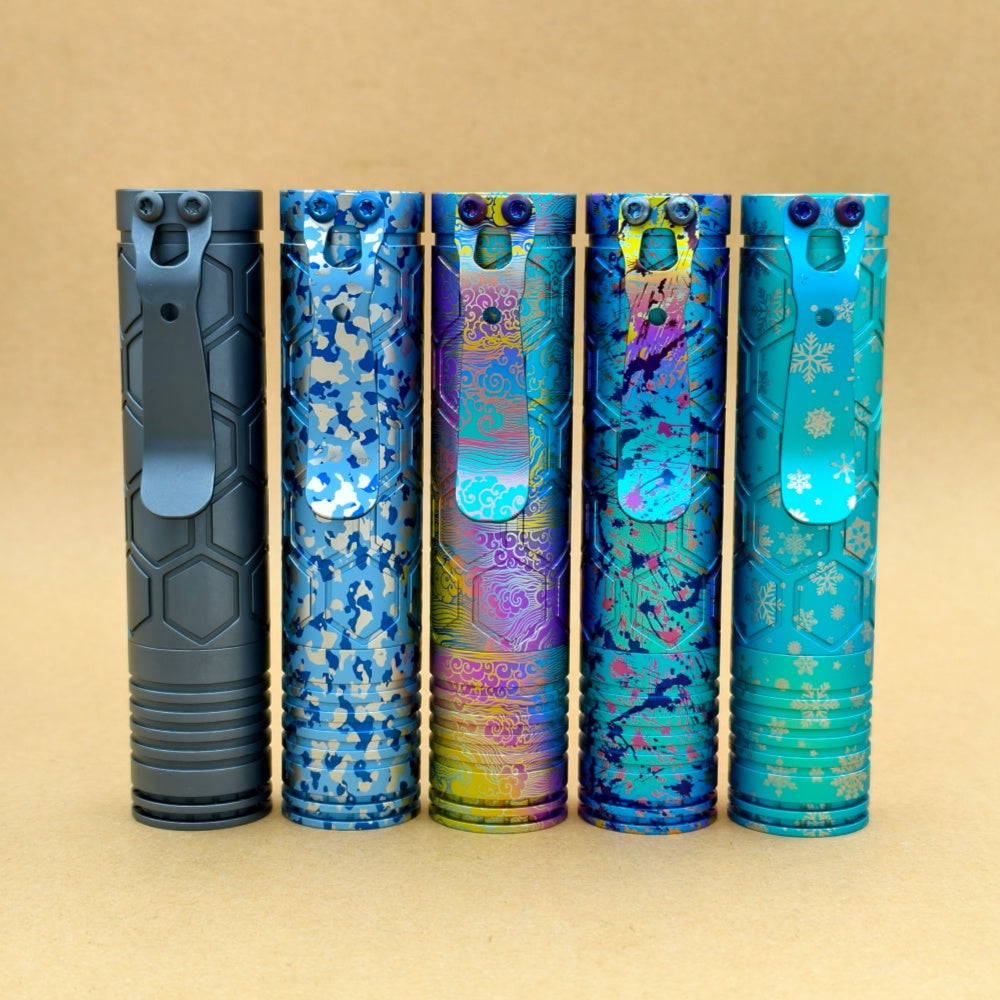 Dawn Hex- Ti anodized  18650 model