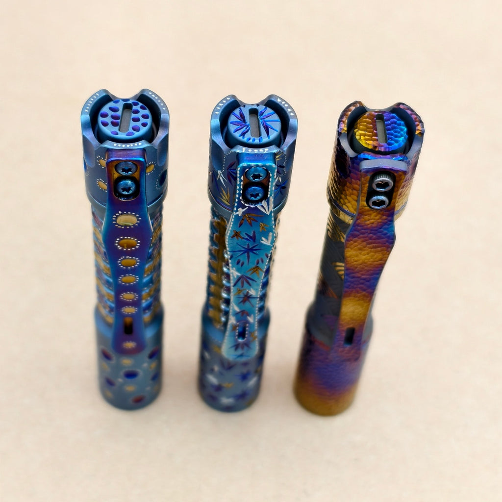Pineapple mini Ti MK II- hand carved n heat anodized