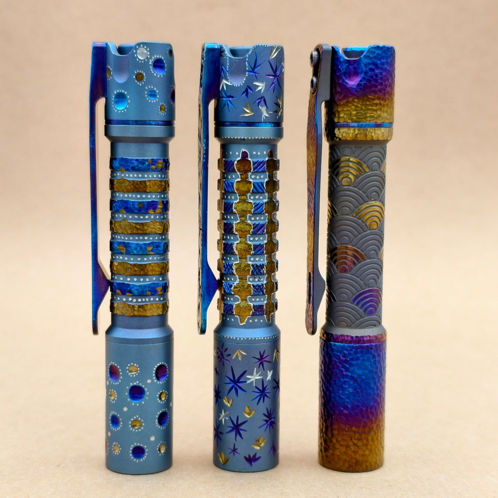 Pineapple mini Ti MK II- hand carved n heat anodized