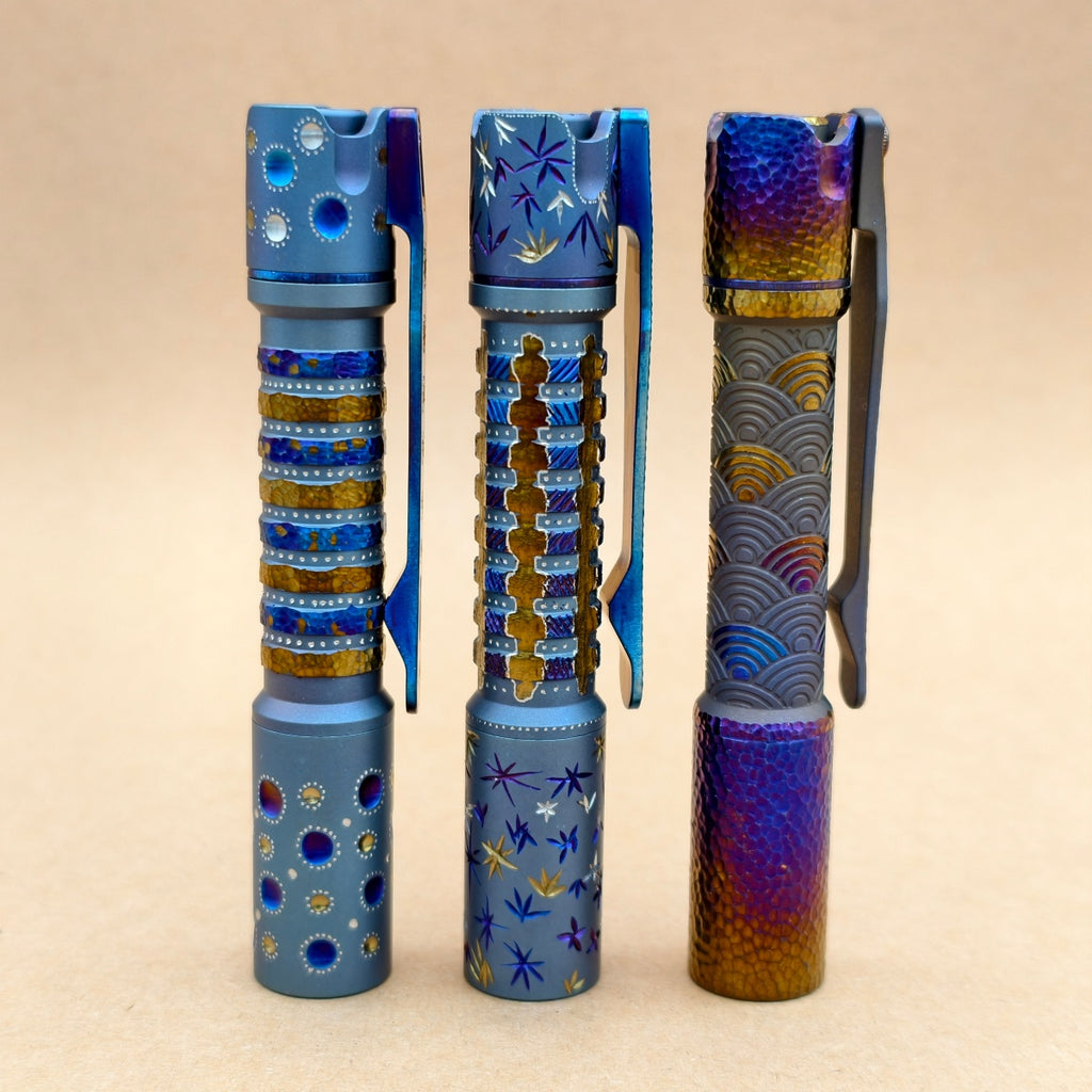 Pineapple mini Ti MK II- hand carved n heat anodized