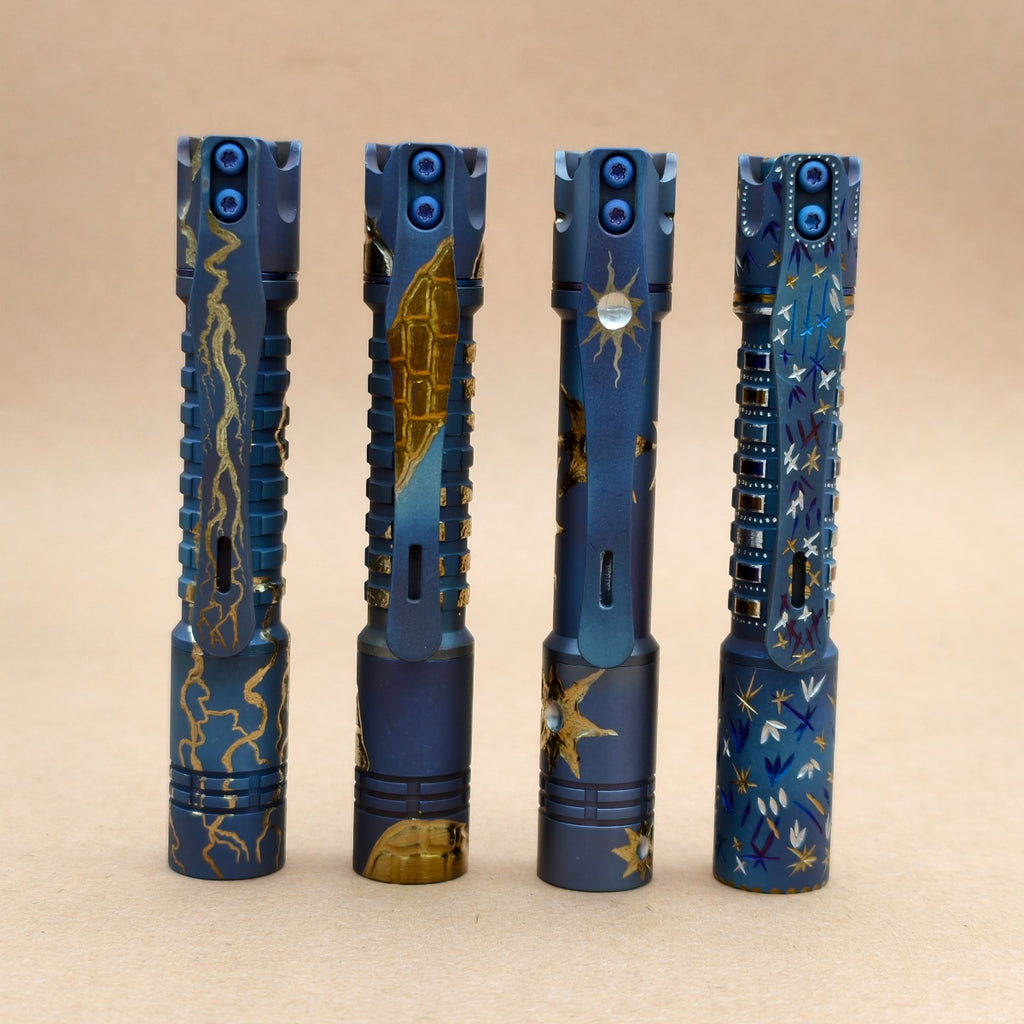Pineapple mini Ti MK3- hand carved n heat anodized