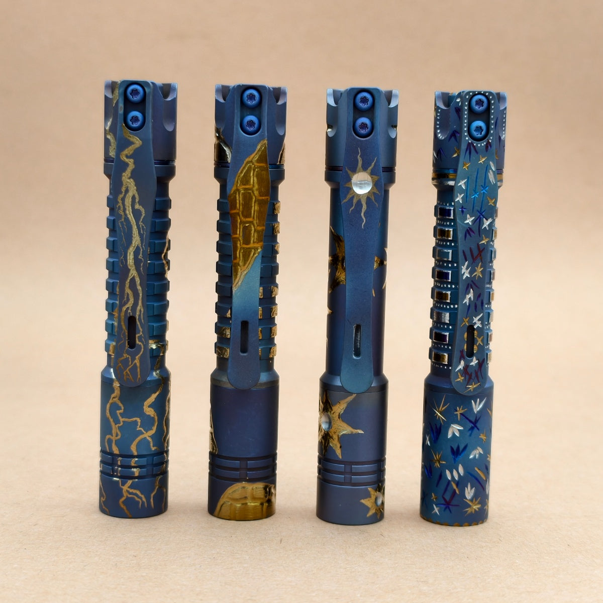 Pineapple mini Ti MK3- hand carved n heat anodized
