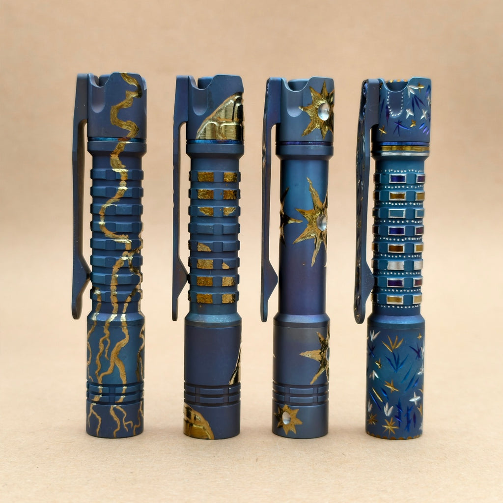 Pineapple mini Ti MK3- hand carved n heat anodized