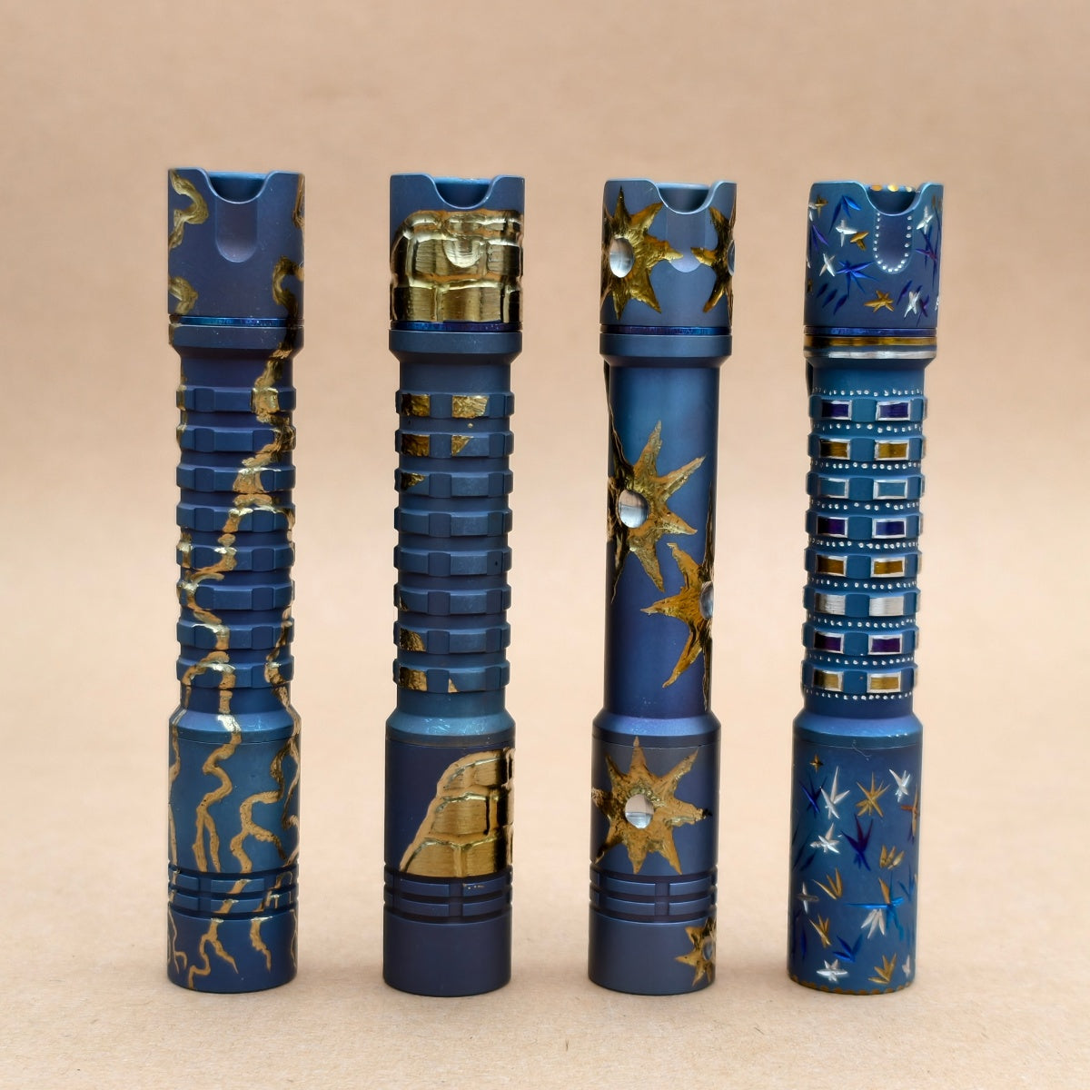 Pineapple mini Ti MK3- hand carved n heat anodized