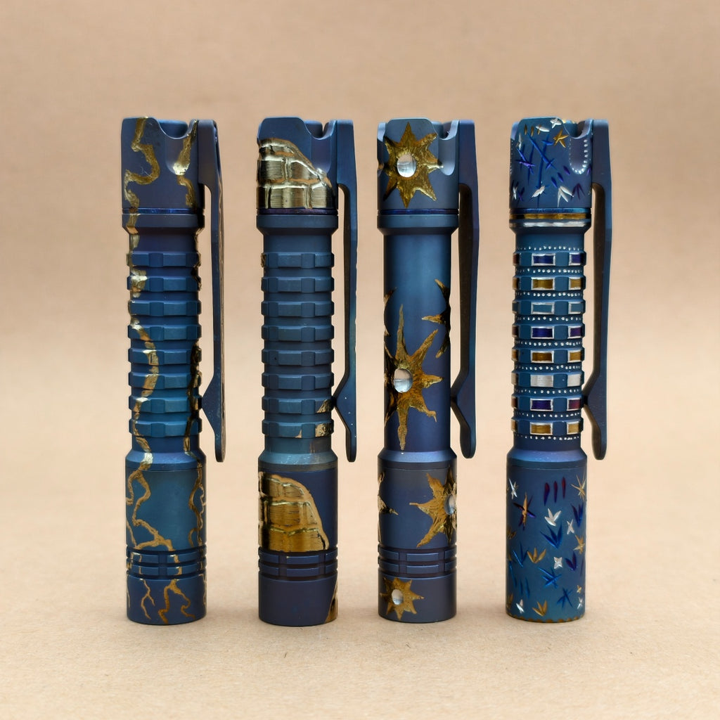 Pineapple mini Ti MK3- hand carved n heat anodized