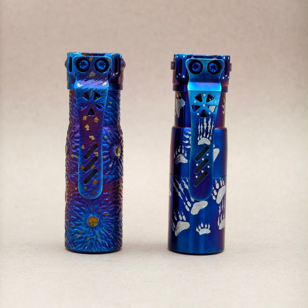 Rook Ti- hand carved and heat anodized