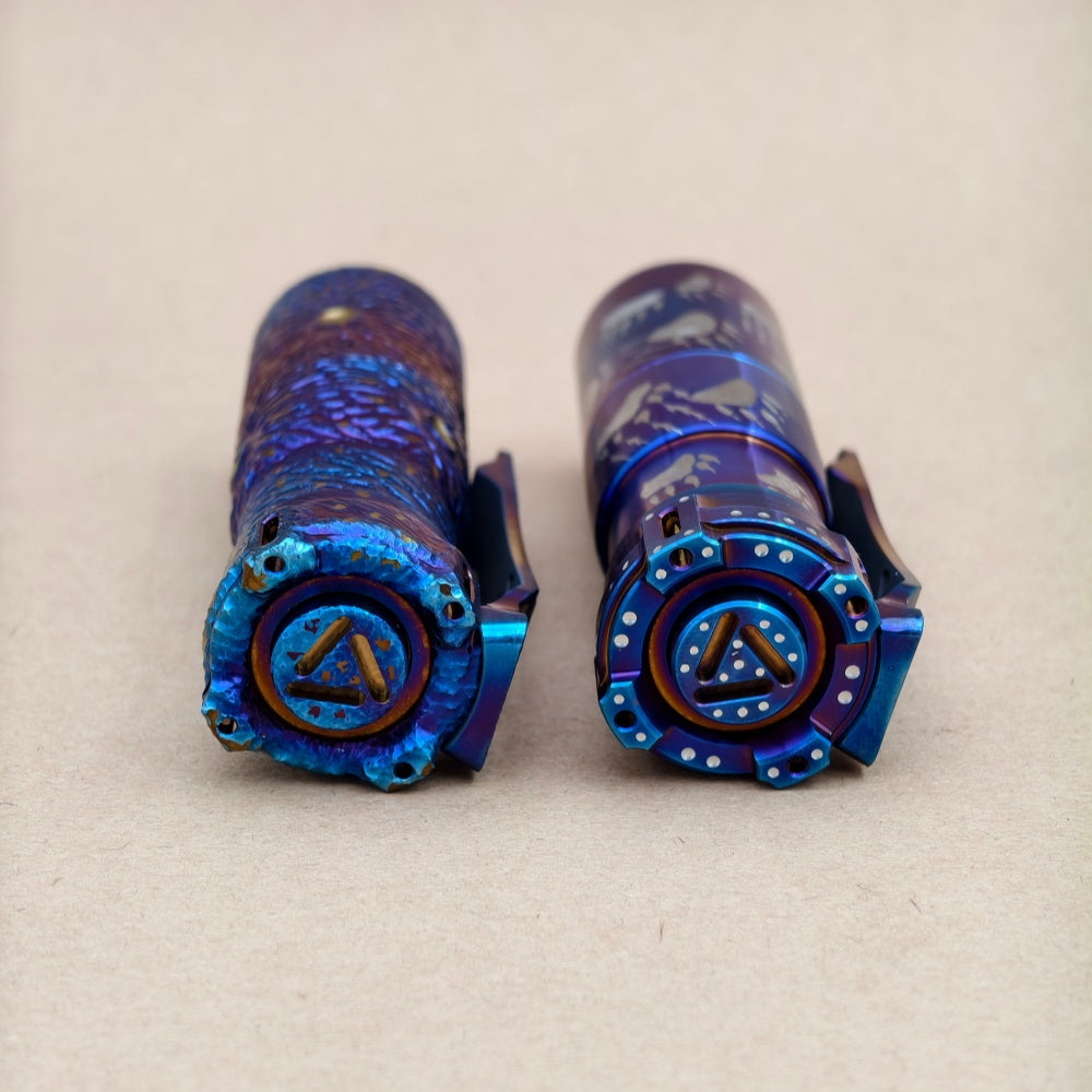Rook Ti- hand carved and heat anodized