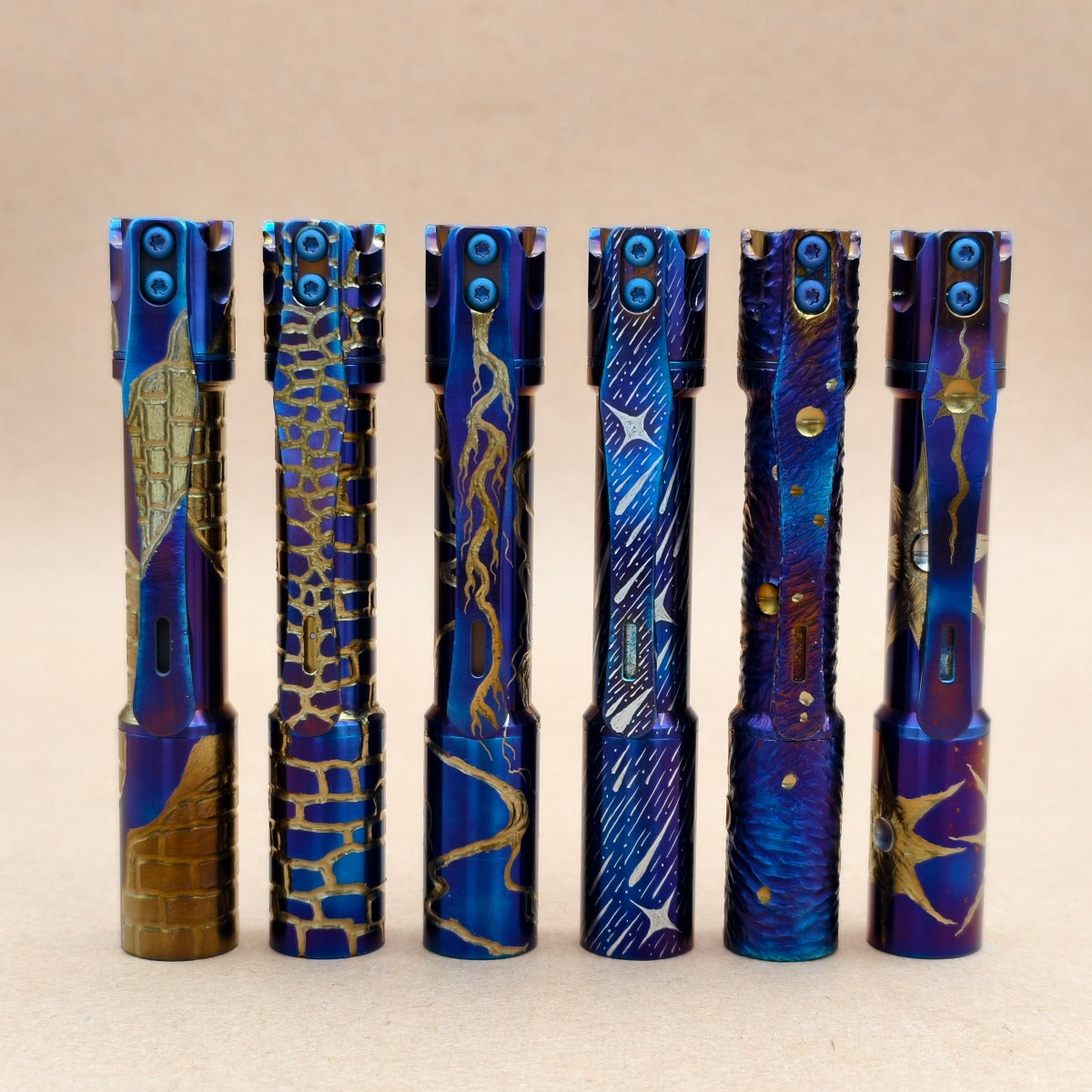 Pineapple mini Ti MK3- hand carved n heat anodized
