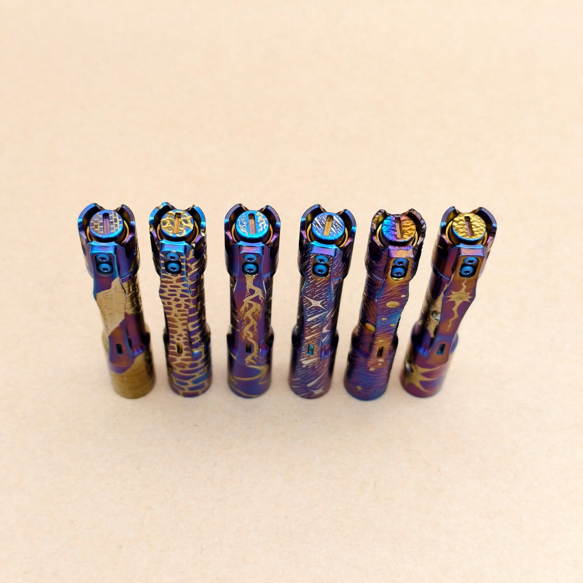 Pineapple mini Ti MK3- hand carved n heat anodized