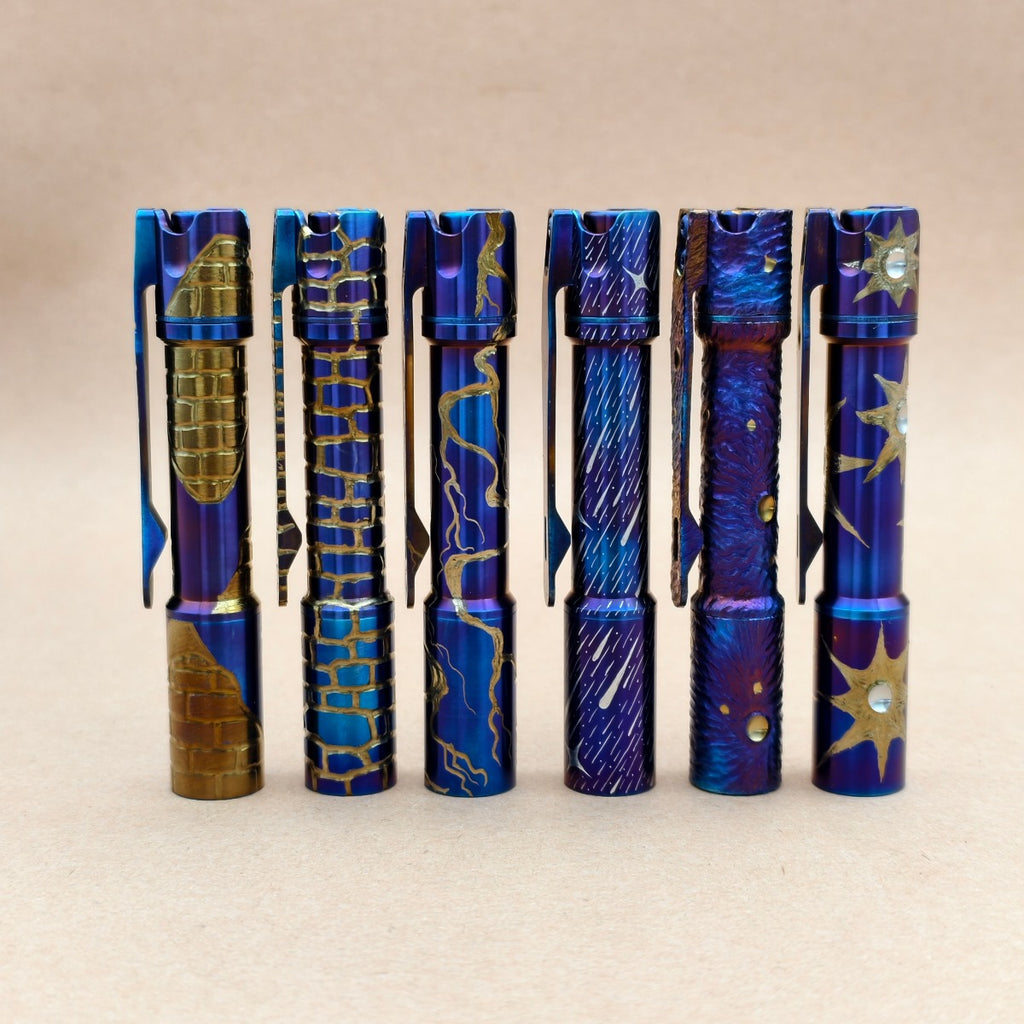 Pineapple mini Ti MK3- hand carved n heat anodized